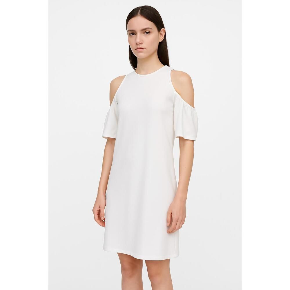 Zara Trafaluc White Modern Minimal Cold Shoulder Dress Womens S
